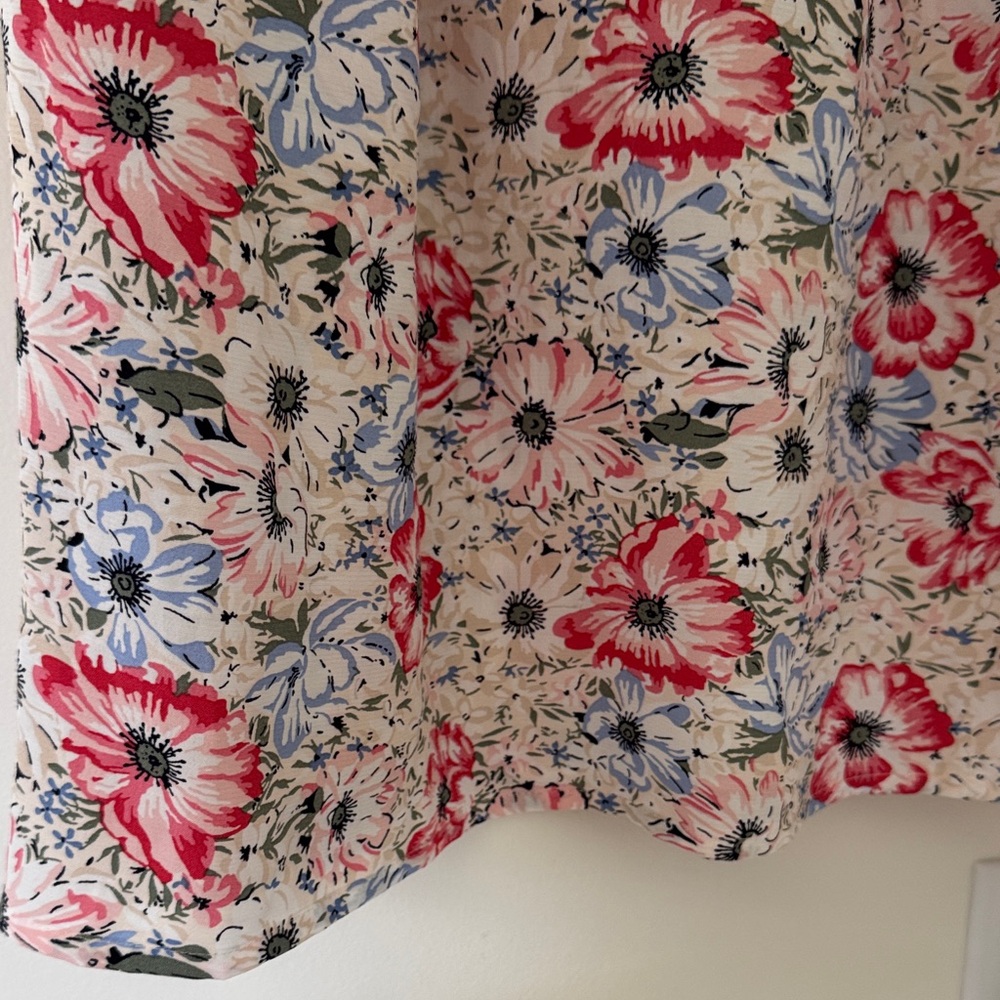 LOFT Floral Mini Dress - Pink and White, size small (petite) - Picture 4 of 5
